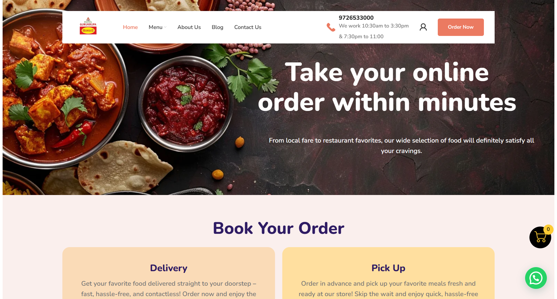 Hotel Gurukrupa Food booking Webapp