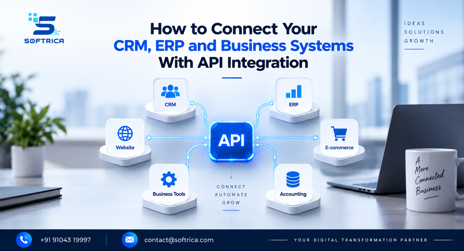 API integration connecting CRM ERP and business systems